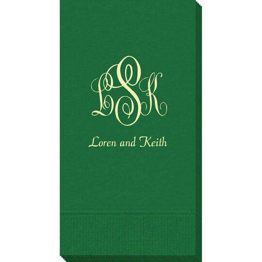 Script Monogram with Small Initials plus Text Guest Towels